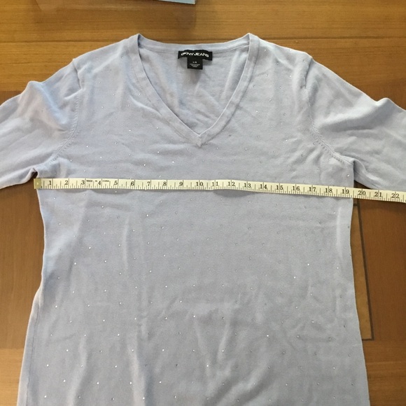 3/$25 DKNY Rhinestone Blue Long Sleeve Sweater L - Picture 3 of 3